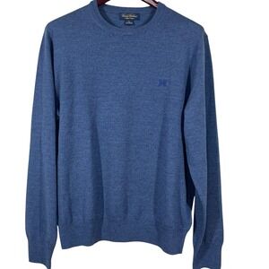Brooks Brothers Michigan Wolverines Saxxon Merino Wool Sweater Mens L Blue